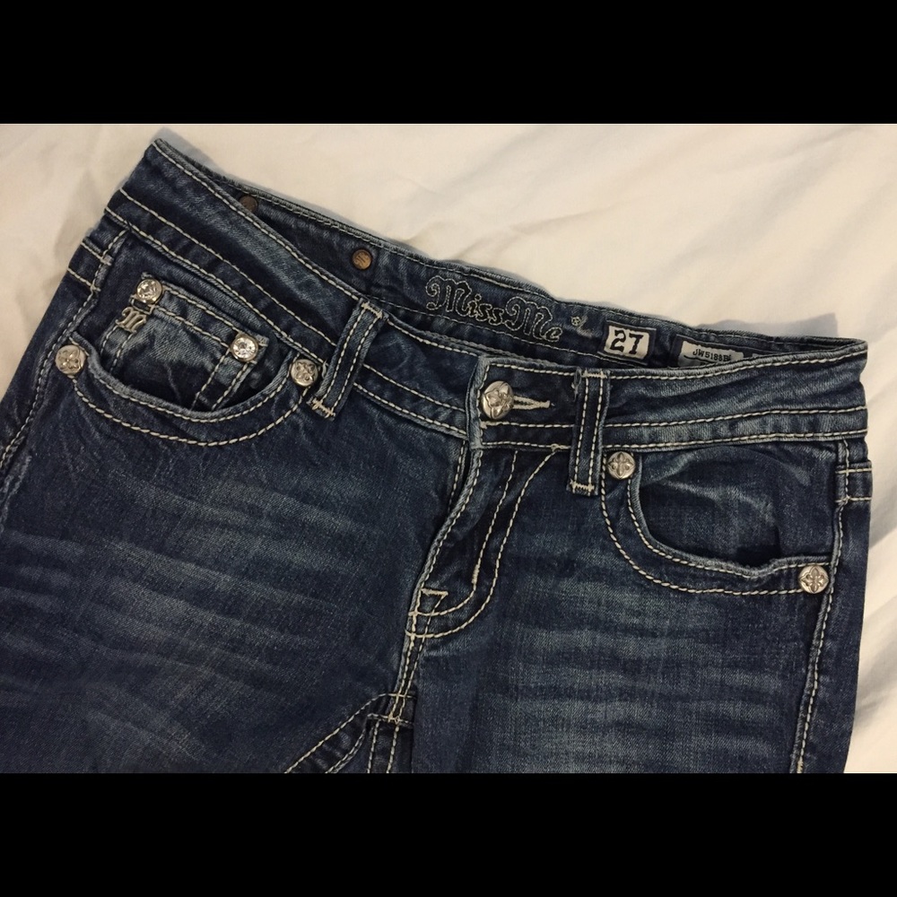 Miss me cow print bootcut blue jeans size 27
